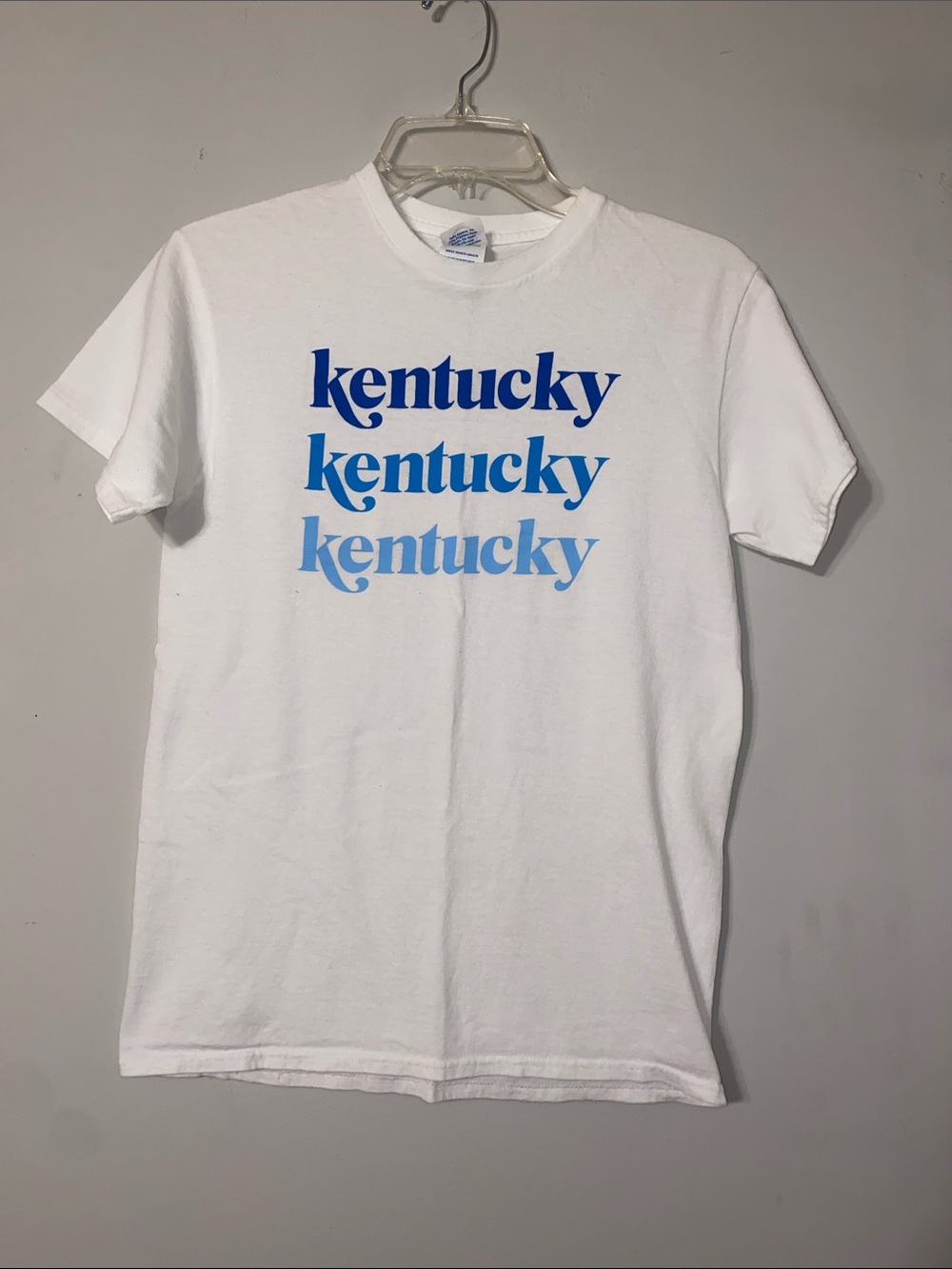 Delta White Short Sleeve Tee with Blue Triple 'Kentucky' Print